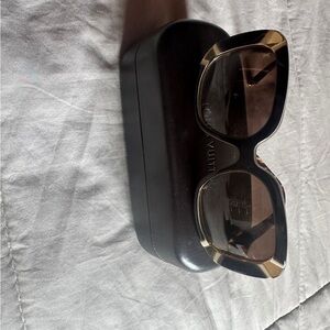 Louis Vuitton Black Frame Sunglasses with Gold Accents
